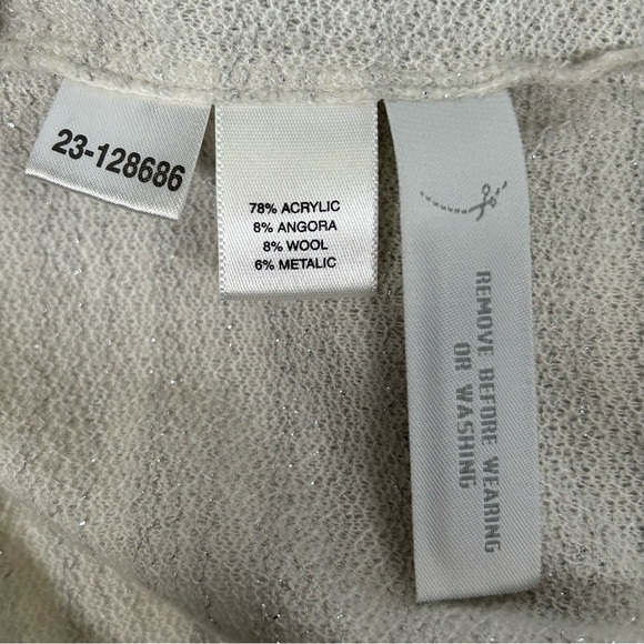 Ann Taylor Shimmery Cream Ribbed 3/4 Sleeve Blouse - Picture 12 of 14